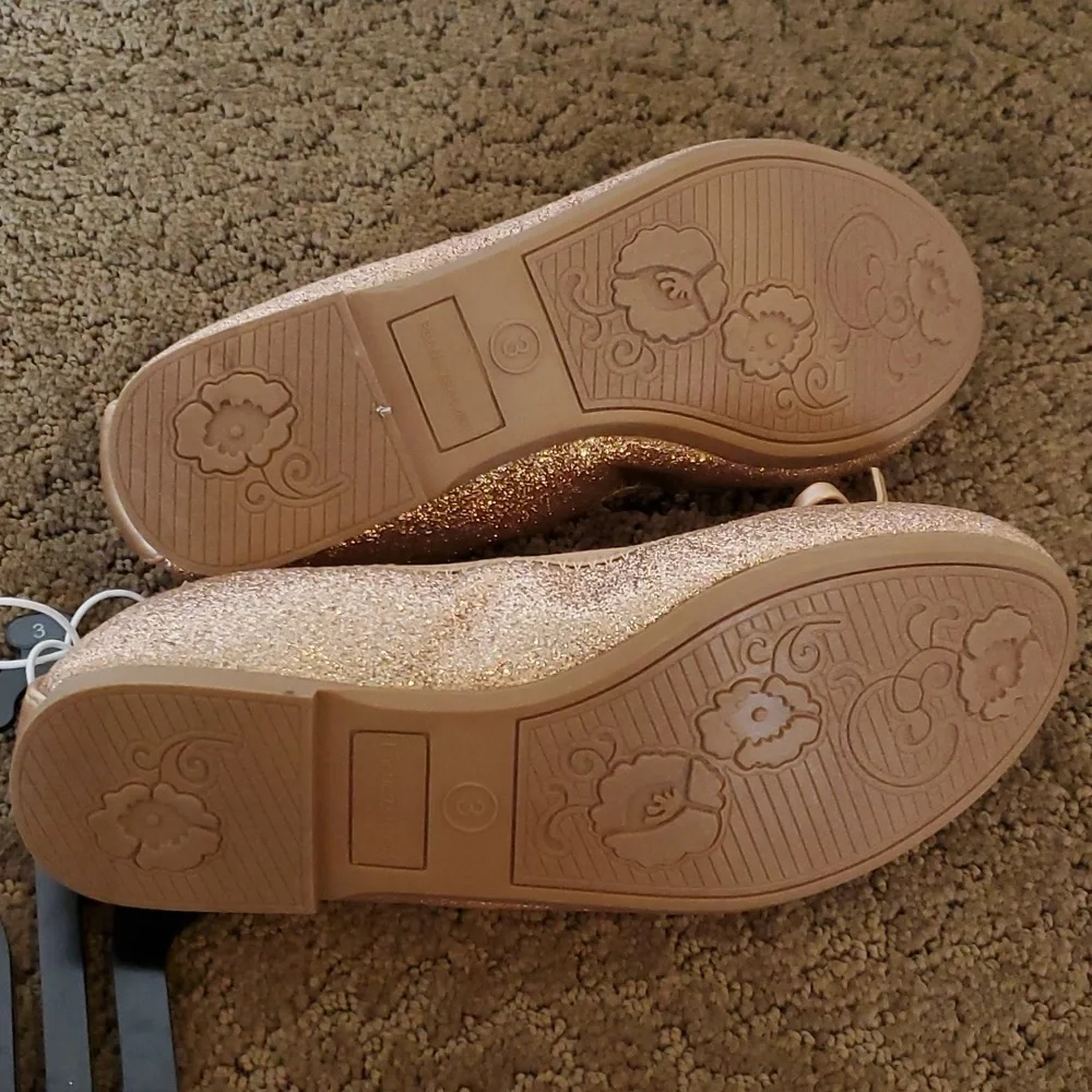 Girls Falls Creek Emma Rose Gold Ballet Flats Dress Shoes Size 3 4 Glitter NWT